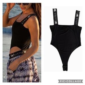 NWT- ELLE ELASTIC BAND BODYSUIT BLACK Various sizes.